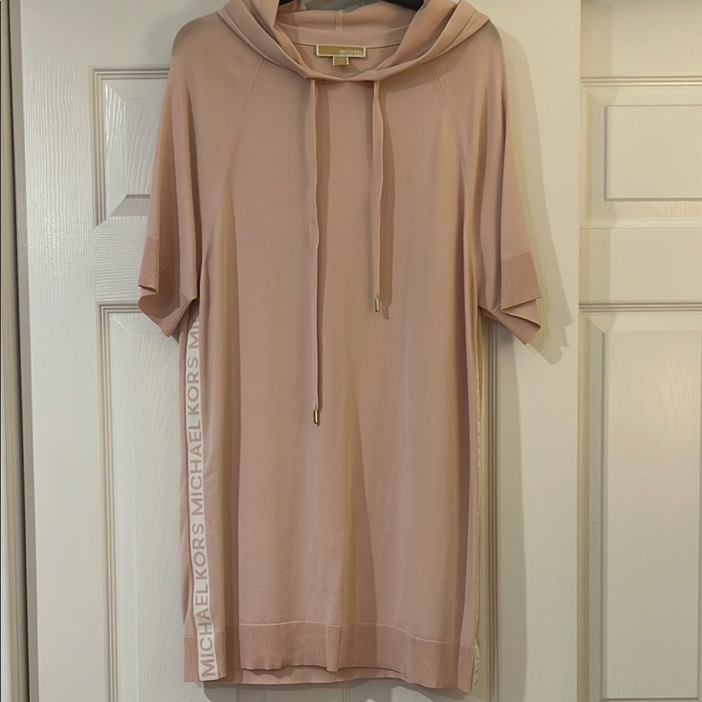 Michael Kors Powder Blush Hooded T-Shirt Dress - Picture 1 of 4